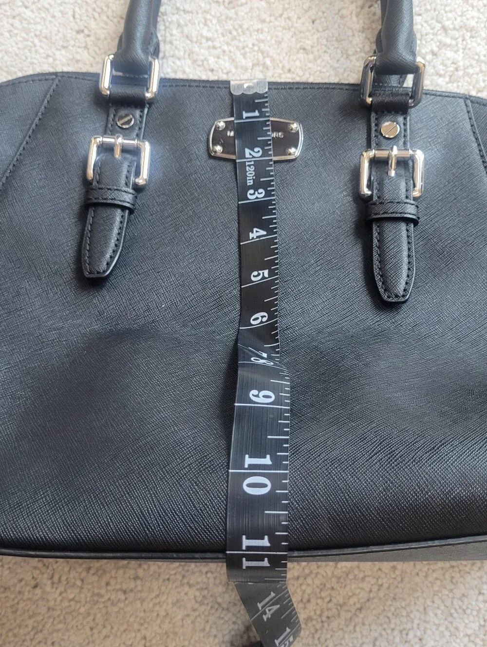 Chic Michael Kors Black Saffiano Leather Satchel with Adjustable Straps